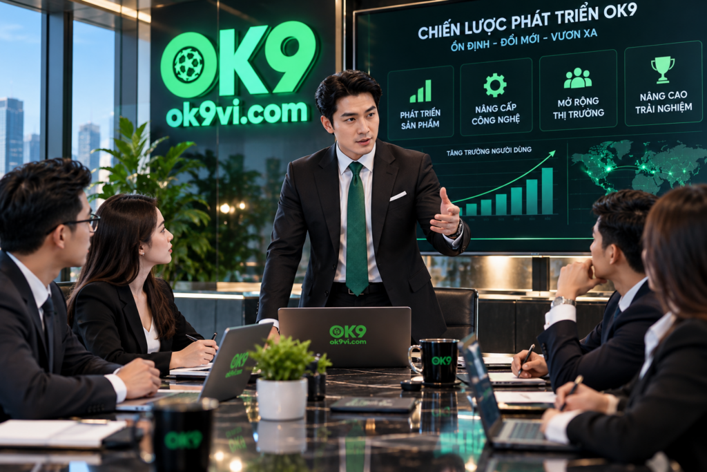 CEO Nguyễn Hoàng Phúc chủ trì cuộc họp chiến lược cùng đội ngũ quản lý OK9