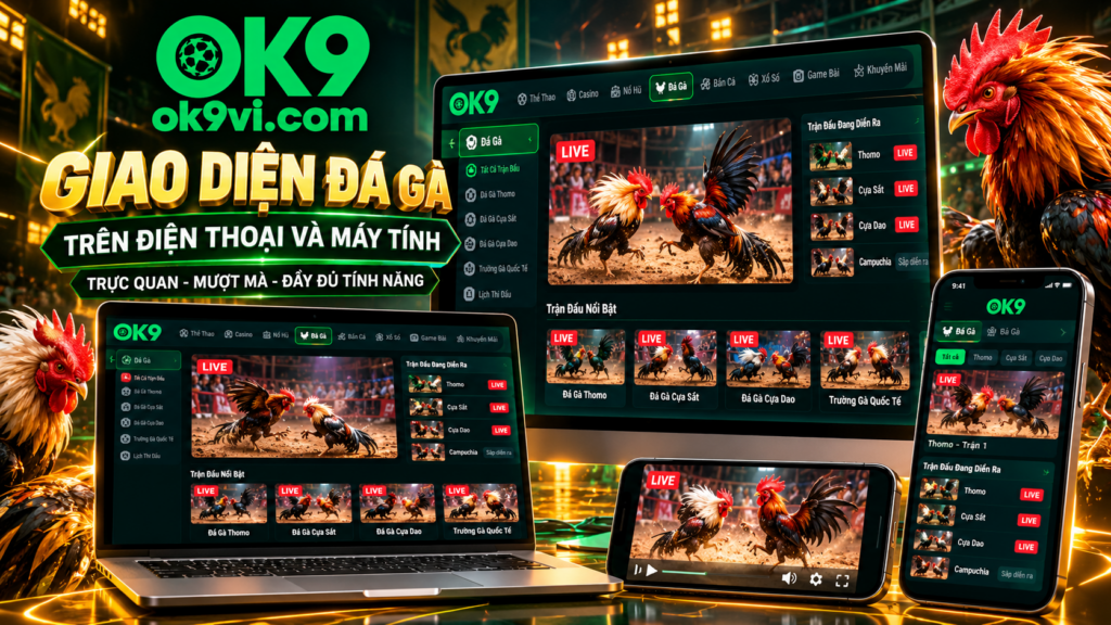 Giao diện Đá Gà OK9 trên điện thoại và máy tính