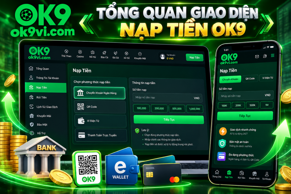 Tổng quan giao diện Nạp Tiền OK9