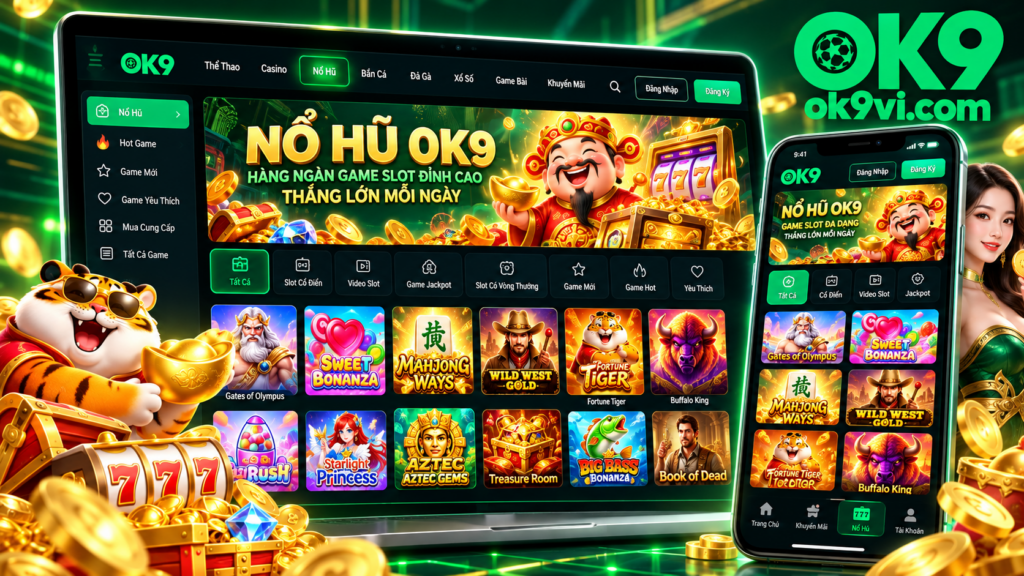 Giao diện Nổ Hũ OK9 trên điện thoại và máy tính