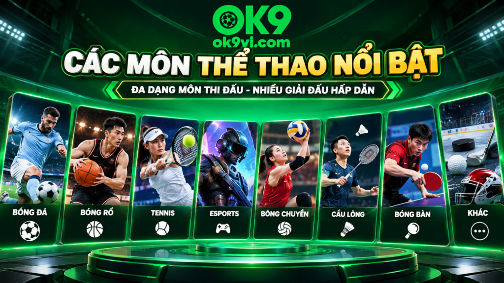 Các môn thể thao nổi bật trong sảnh OK9